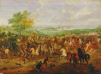 Promenade von Ludwig XIV. (1638-1715) vor dem Palast von Clagny, ca. 1680